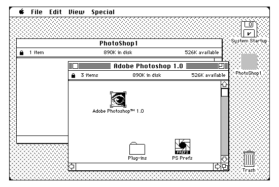 Primera versión de Photoshop en 1990